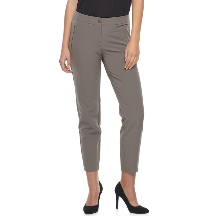 Women's Apt. 9&reg; Zipper Accent Ankle Pants, Size: 8, Grey