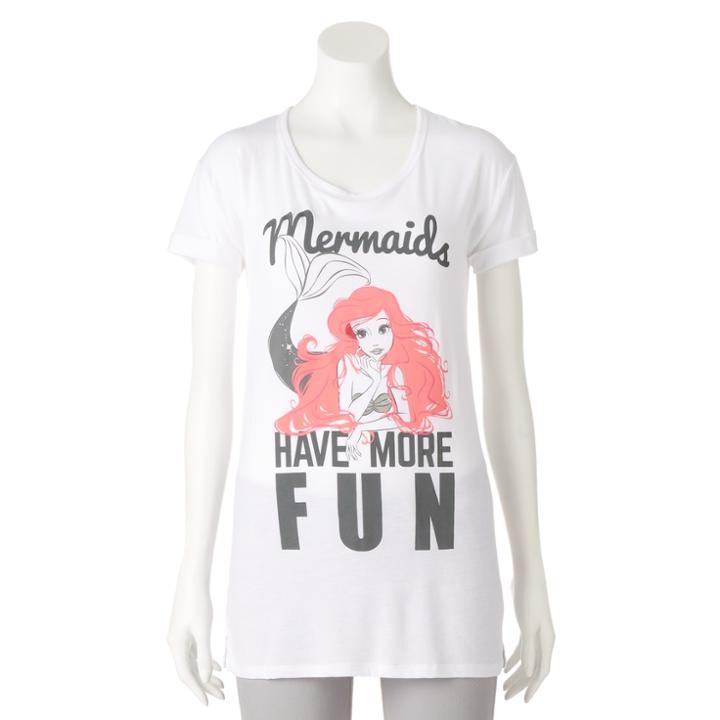 Disney's The Little Mermaid Ariel Juniors' Mermaids Have More Fun Graphic Tee, Teens, Size: Medium, White