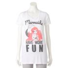 Disney's The Little Mermaid Ariel Juniors' Mermaids Have More Fun Graphic Tee, Teens, Size: Medium, White