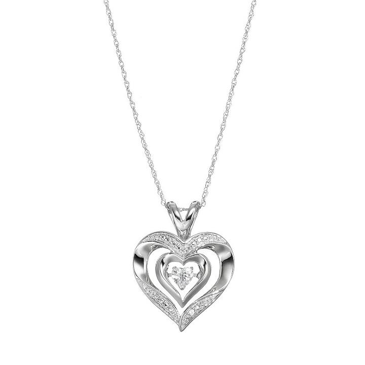 Sterling Silver Lab-created White Sapphire Heart Pendant Necklace, Women's, Size: 18