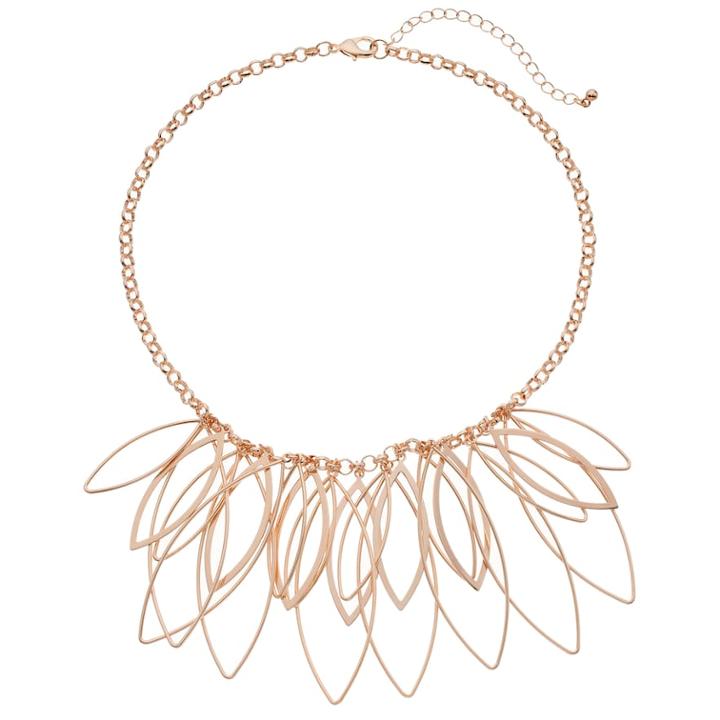 Oval Link Nickel Free Cluster Statement Necklace, Women's, Light Pink