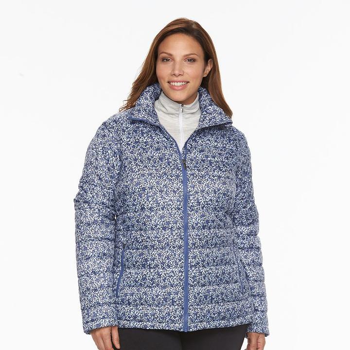 Plus Size Columbia Frosted Ice Printed Puffer Jacket, Women's, Size: 2xl, Drk Purple