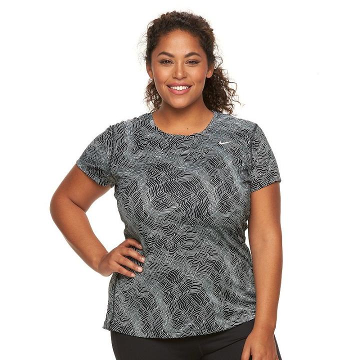 Plus Size Nike Ext Miler Dri-fit Crewneck Running Tee, Women's, Size: 3xl, Grey (charcoal)