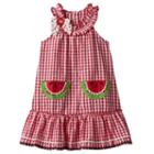 Girls 4-6x Nanette Seersucker Sleeveless Dress With Applique Detail, Girl's, Size: 6, Red