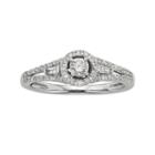 Diamond Halo Engagement Ring In 10k White Gold (3/8 Ct. T.w.), Women's, Size: 7.50