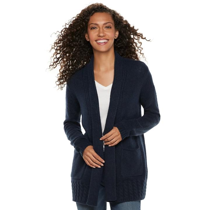 Women's Sonoma Goods For Life&trade; Supersoft Airy Shawl Collar Cardigan, Size: Xl, Blue (navy)