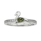 Sterling Silver 1/10-ct. T.w. Green And White Diamond Duck Ring, Women's, Size: 8