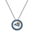 Los Angeles Rams Team Logo Crystal Pendant Necklace - Made With Swarovski Crystals, Women's, Size: 18, Blue