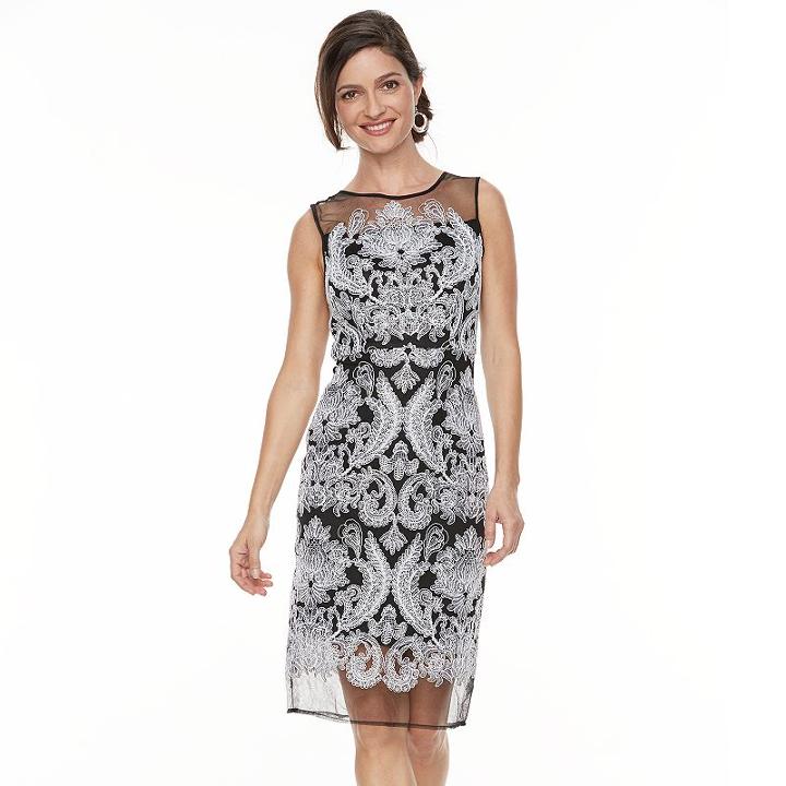 Women's Jax Mesh Lace Sheath Dress, Size: 4, Beige Over