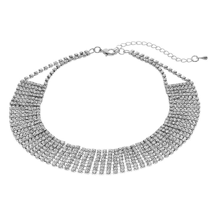 Crystal Avenue Cup Chain Wide Choker Necklace, Women's, Size: 11.5, Grey