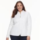 Plus Size Croft & Barrow&reg; Quilted Full-zip Sweater Jacket, Women's, Size: 2xl, Natural