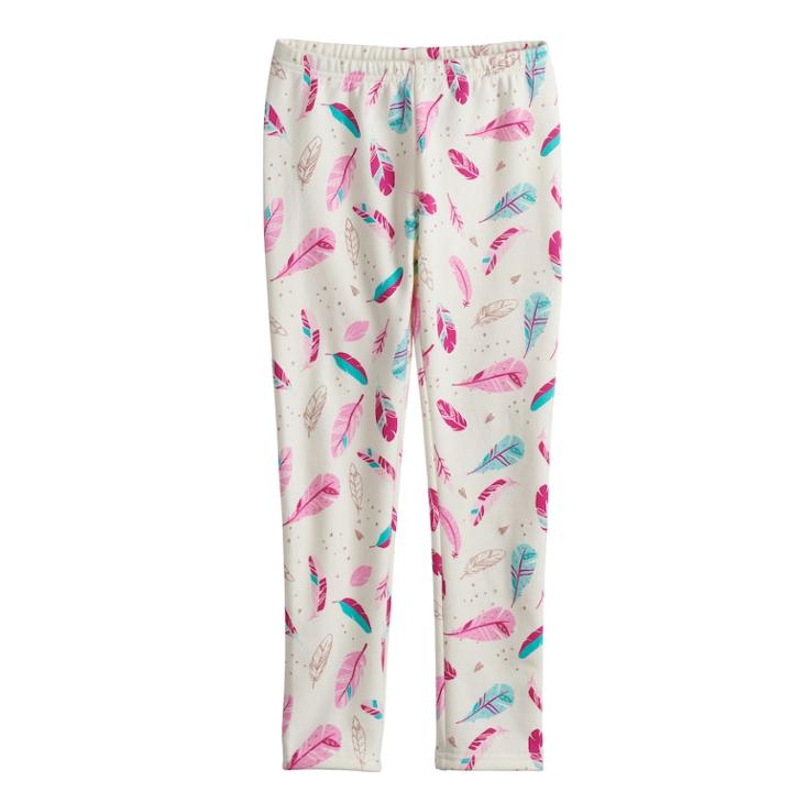 Girls 4-10 Jumping Beans&reg; Print Full-length Fleece Leggings, Size: 6, Natural