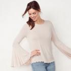 Women's Lc Lauren Conrad Striped Flare-sleeve Tee, Size: Xl, Light Pink