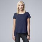 Women's Simply Vera Vera Wang Textured High-low Tee, Size: Small, Blue (navy)