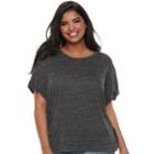 Plus Size Juniors' Plus Mudd&reg; Boxy Roll-cuff Tee, Teens, Size: 1xl, Black