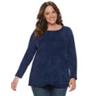 Plus Size Dana Buchman Chenille Tunic Top, Women's, Size: 3xl, Blue