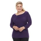 Plus Size Napa Valley Textured Sweater, Women's, Size: 2xl, Drk Purple