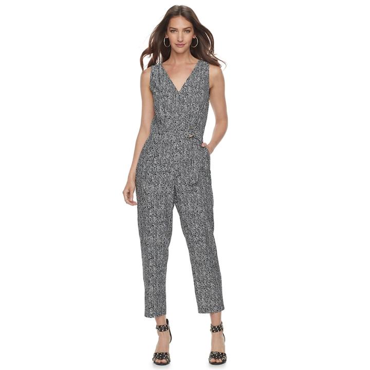 Women's Jennifer Lopez Crop Jumpsuit, Size: Xs, Black