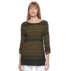 Women's Dana Buchman Striped Roll-tab Top, Size: Xs, Dark Brown