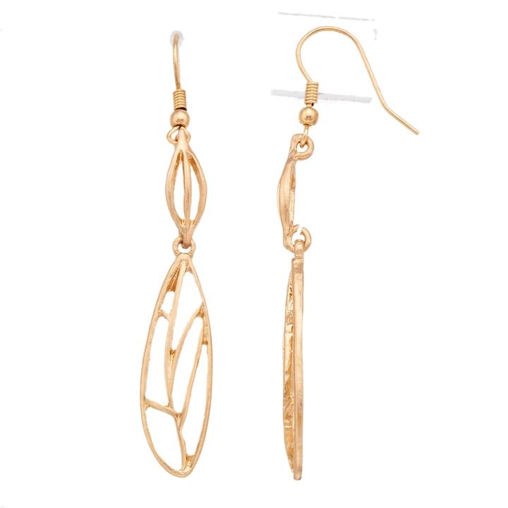 Wavy Cage Drop Earrings, Women's, Gold