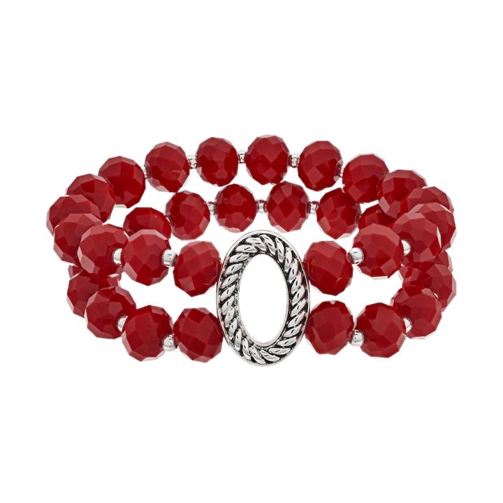 Napier Beaded Double Strand Stretch Bracelet, Women's, Red