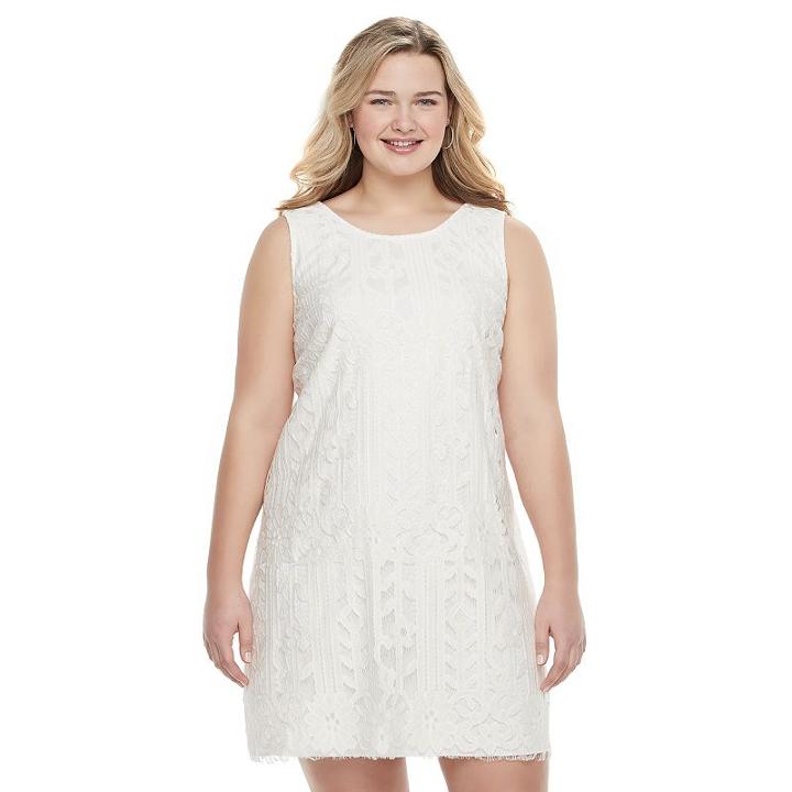 Juniors' Plus Size Speechless Eyelash Lace Shift Dress, Girl's, Size: 1xl, White Oth