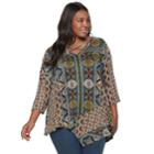 Plus Size World Unity Print Strappy Neck Top, Women's, Size: 3xl, Green