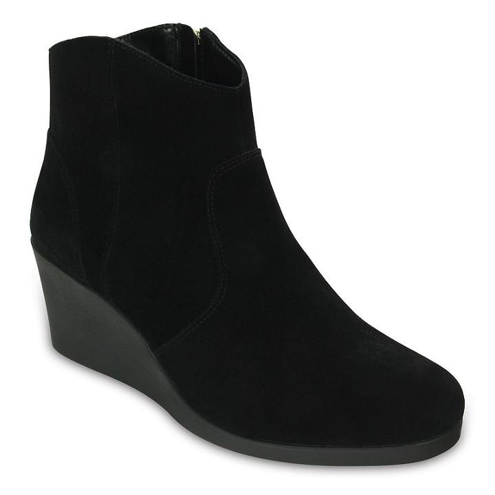 Crocs Leigh Women's Wedge Ankle Boots, Size: 6, Black