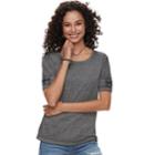 Juniors' Mudd&reg; Lace-up Sleeve Boxy Varsity Tee, Teens, Size: Xl, Black