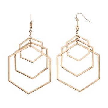Coco Lane Triple Hexagon Drop Earrings, Women's, Yellow