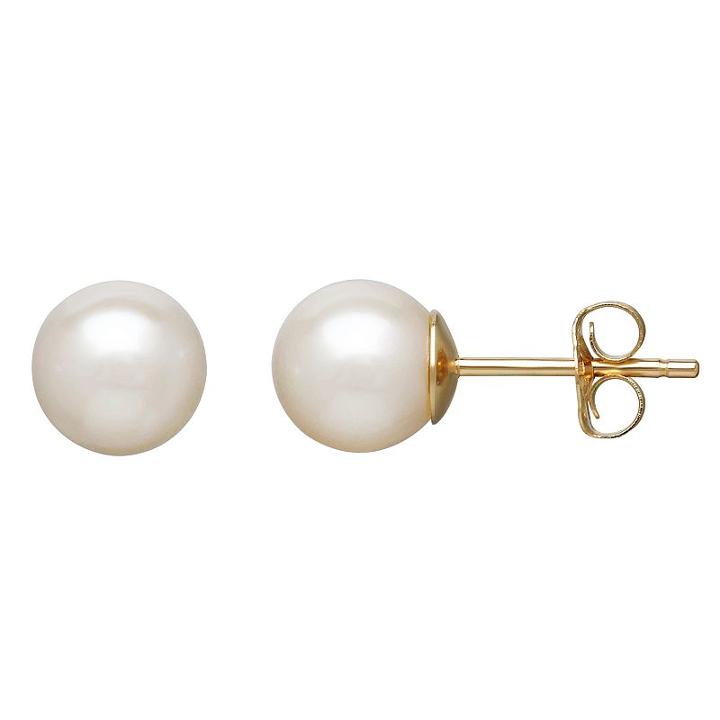 Freshwater By Honora 10k Gold Freshwater Cultured Pearl Stud Earrings, Women's, White