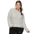 Juniors' Plus Size Candie's&reg; Chenille Eyelash Sweater, Teens, Size: 2xl, White