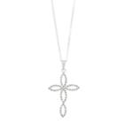 Diamond Mystique Platinum Over Silver Cross Pendant Necklace, Women's, Size: 18, Grey