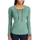 Women's Chaps Lace-up Top, Size: Small, Green