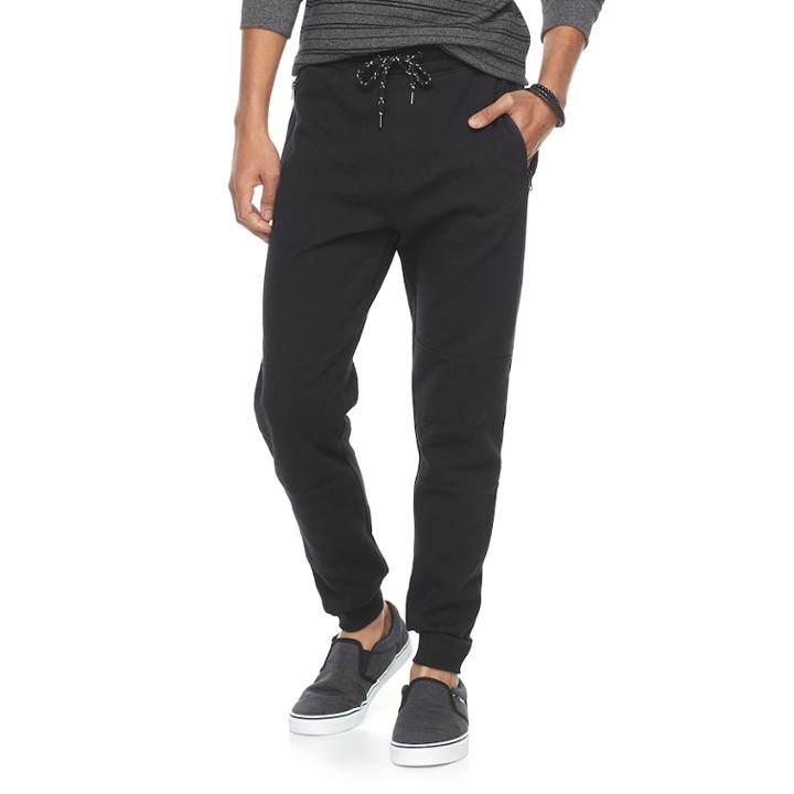 Men's Hollywood Jeans Moto Jogger Pants, Size: Large, Black