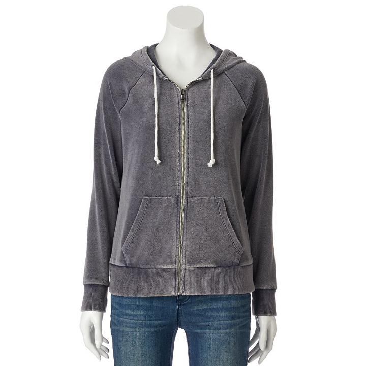 Women's Sonoma Goods For Life™ Velour Hoodie, Size: Small, Dark Blue