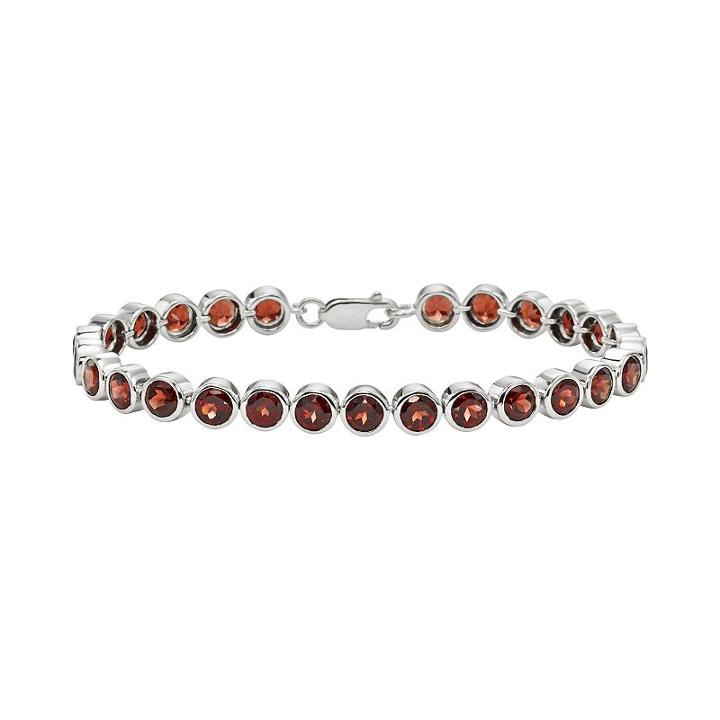 Sterling Silver Garnet Bracelet, Women's, Size: 7.5, Red