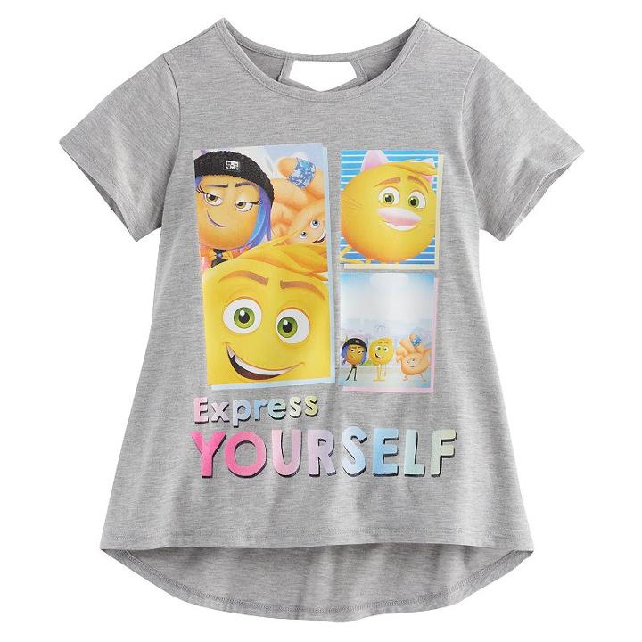 Girls 7-16 The Emoji Movie Gene, Hi-5 & Jailbreak Express Yourself High-low Tee, Size: Xl, Grey