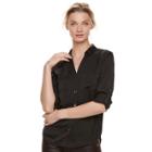 Women's Rock & Republic&reg; Satin Blouse, Size: Medium, Black