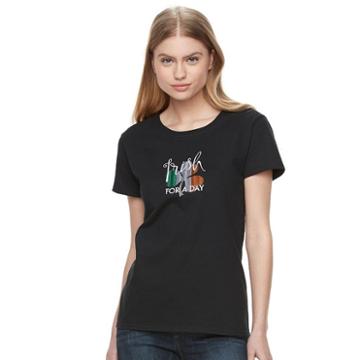 Women's Mccc St. Patrick's Day Graphic Tee, Size: Medium, Black