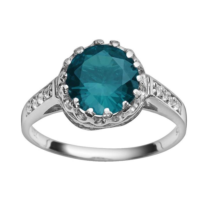 Sterling Silver London Blue Topaz And Lab-created White Sapphire Crown Ring, Women's, Size: 5, Light Blue