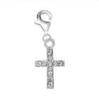 Individuality Beads Crystal Sterling Silver Cross Charm, Women's, White