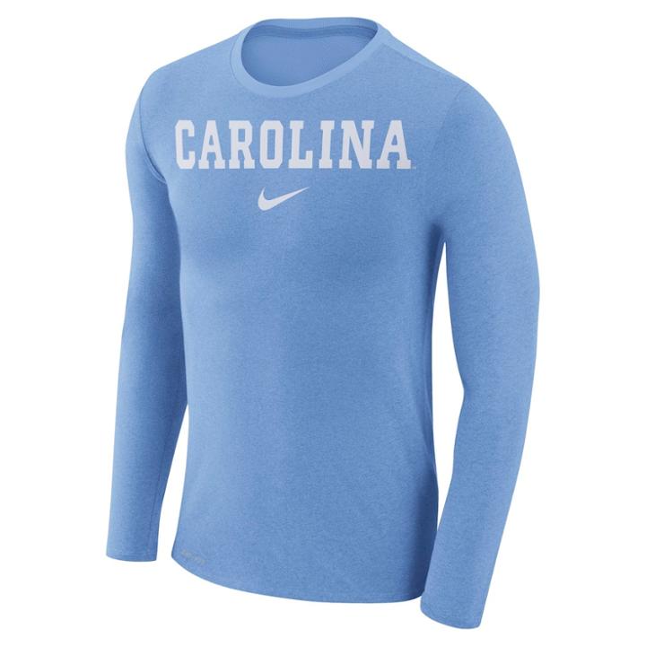 Men's Nike North Carolina Tar Heels Marled Long-sleeve Dri-fit Tee, Size: Xl, L Blue
