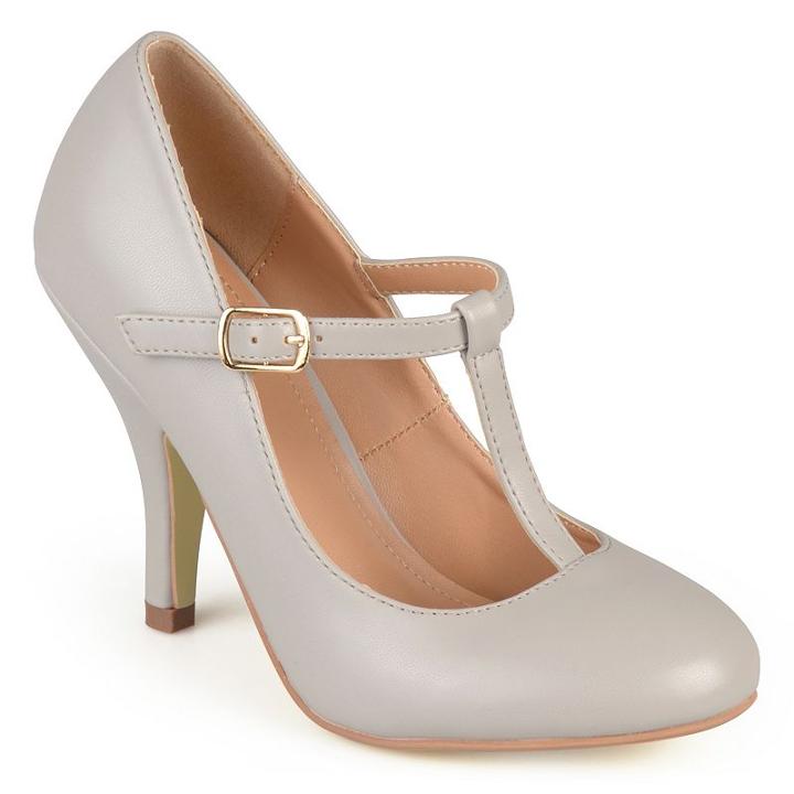Journee Collection Liza Women's Matte T-strap High Heels, Girl's, Size: 9, Grey