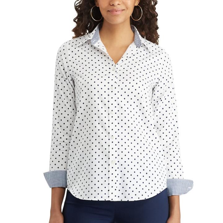 Women's Chaps No Iron Shirt, Size: Small, White