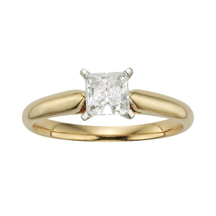 Princess-cut Igl Certified Diamond Solitaire Engagement Ring In 14k Gold (3/4 Ct. T.w.), Women's, Size: 6.50, White