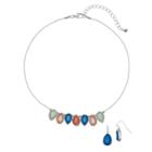 Teardrop Collar Necklace & Drop Earring Set, Women's, Turq/aqua