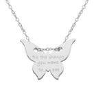 Silver-plated  Be The Change You Want To See Butterfly Pendant, Women's, Size: 18, Grey
