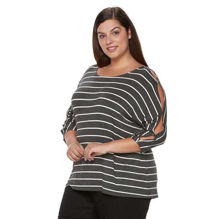 Plus Size Croft & Barrow&reg; Printed Dolman Tee, Women's, Size: 3xl, Dark Grey