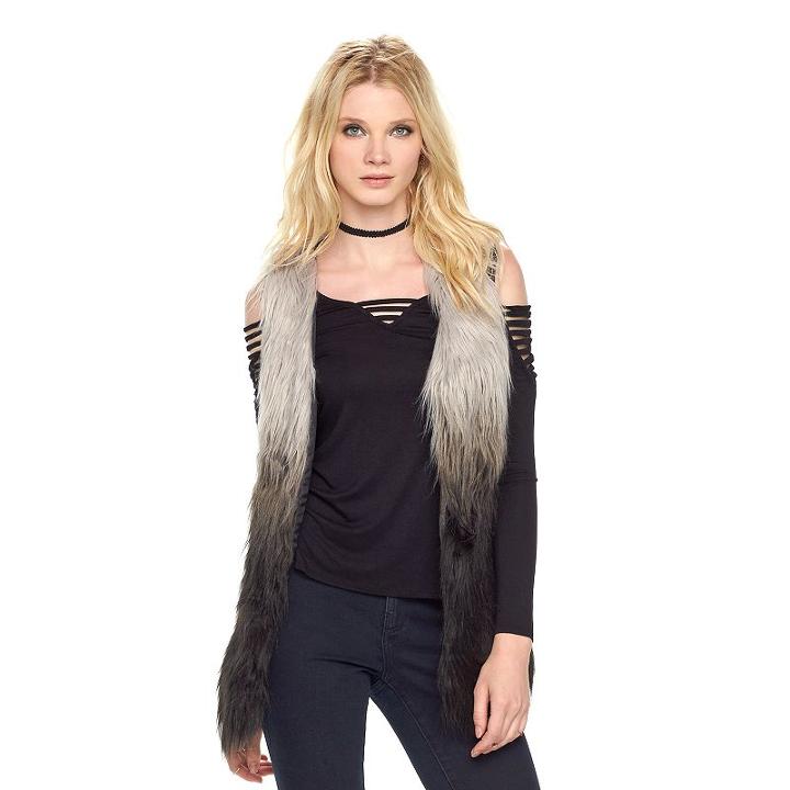Women's Rock & Republic&reg; Ombre Faux-fur Vest, Size: Xl, Med Grey
